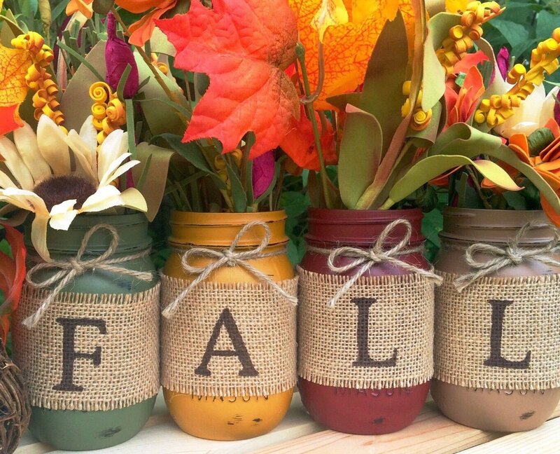 Fall-themed Mason Jars
