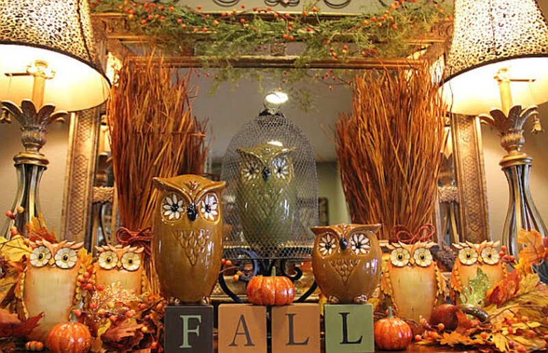Fall-themed Owl Decorations