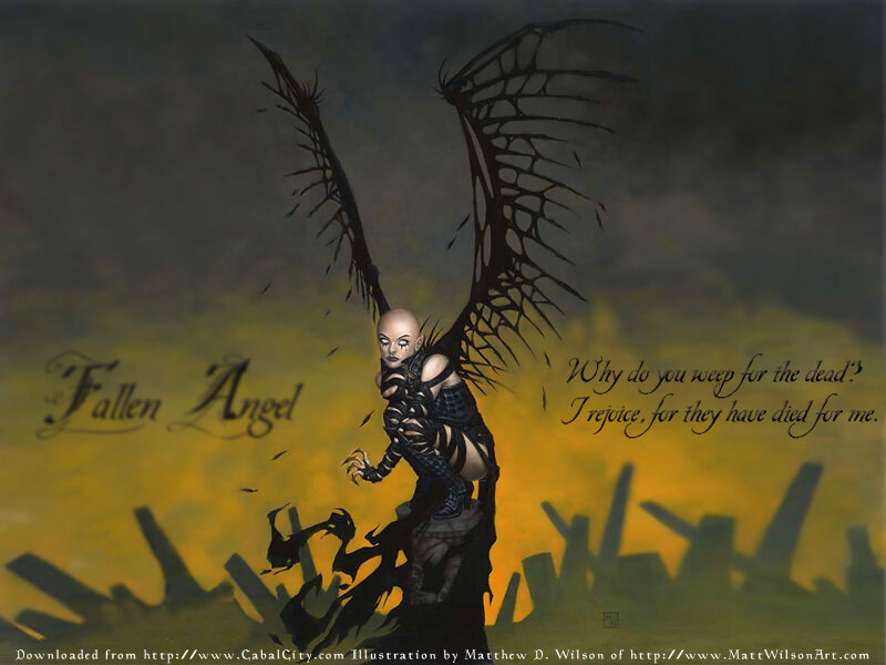 Fallen Angel Figure — Yellow, Dramatic