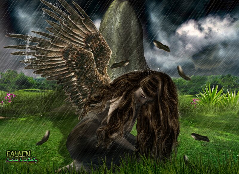 Fallen Angel in Rain