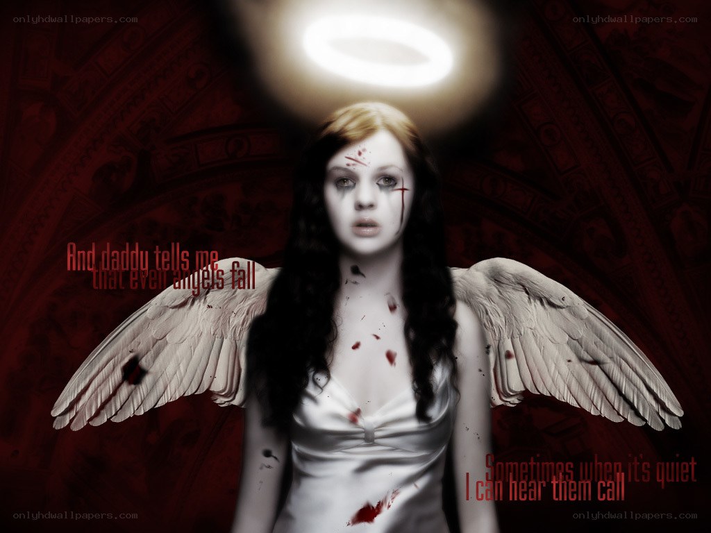 fallen angel with blood