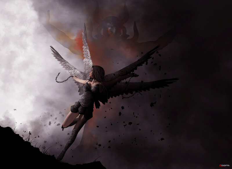 Fallen Angel with Chains — Black