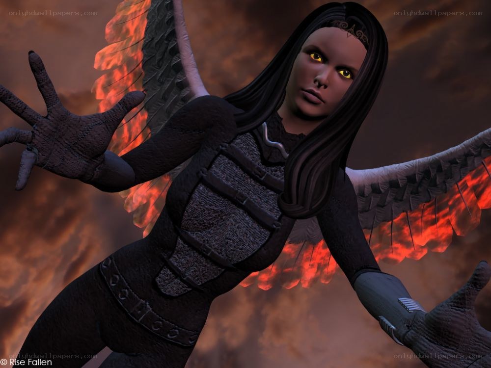 Fallen angel with fiery wings