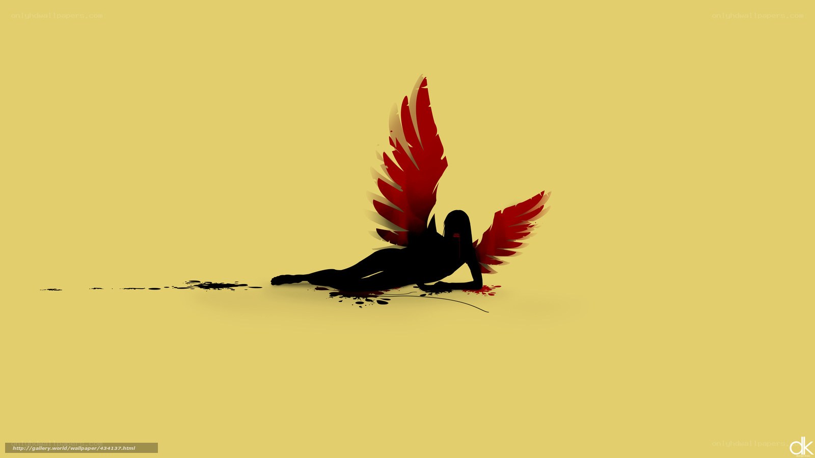 Fallen angel with red wings