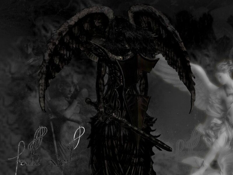 Fallen Angel with Wings — Black, Dark
