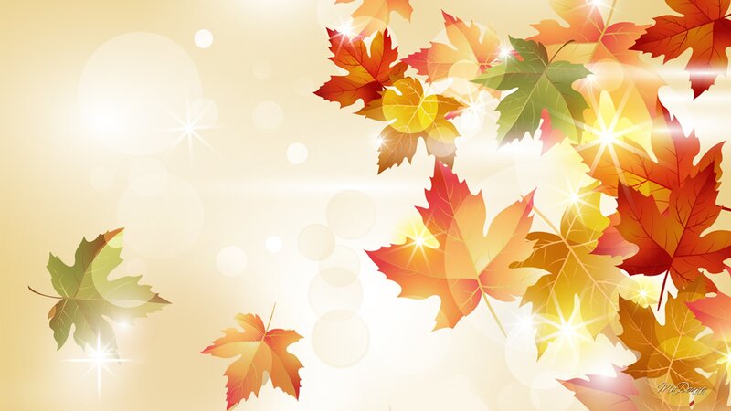 Fallen Autumn Leaves — Orange, Serene, Digital Art, Light