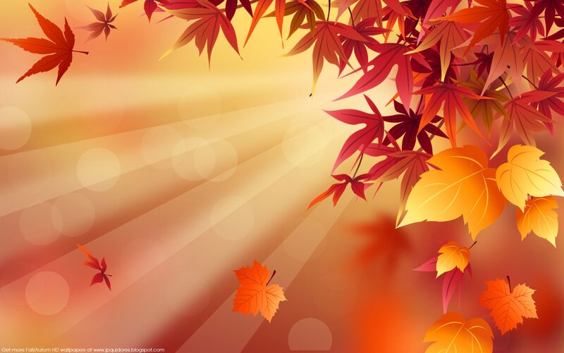 Fallen Autumn Leaves — Orange, Serene, Digital Art, Sunlight, Bokeh, Red
