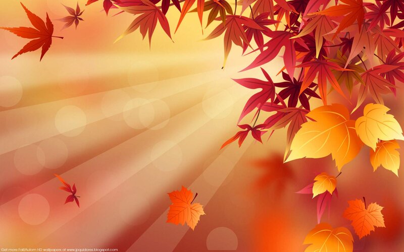 Fallen Autumn Leaves — Orange, Serene, Digital Art, Sunlight