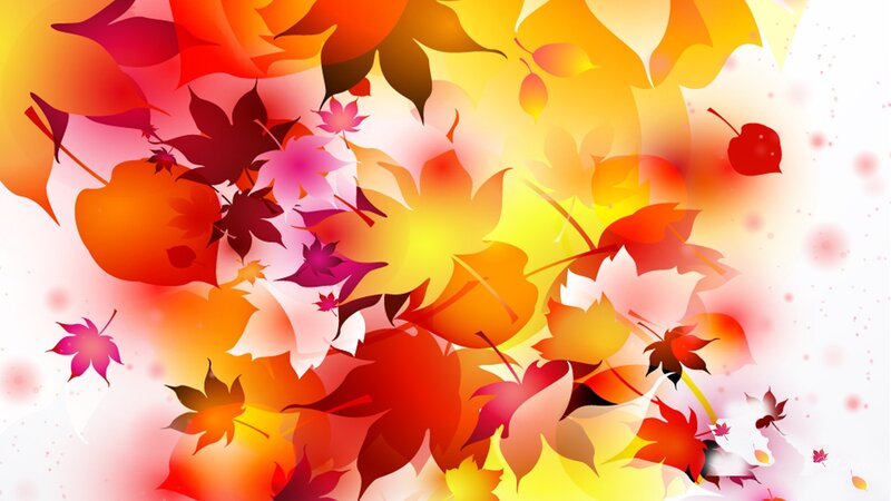Fallen Autumn Leaves — Red, Vibrant, Digital Art