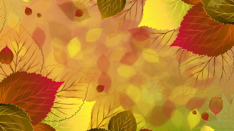 Fallen Autumn Leaves — Yellow, Calm, Digital Art