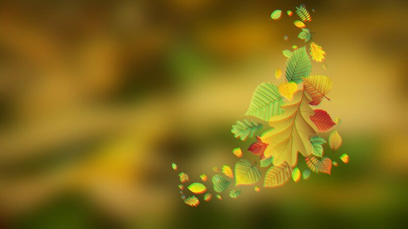 Fallen Autumn Leaves — Yellow, Serene, Digital Art