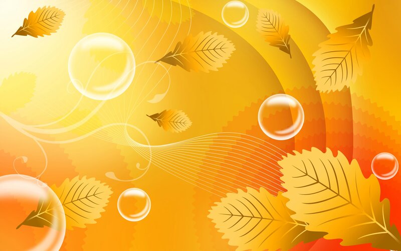 Fallen Autumn Leaves — Yellow, Warm, Digital Art, Bubbles