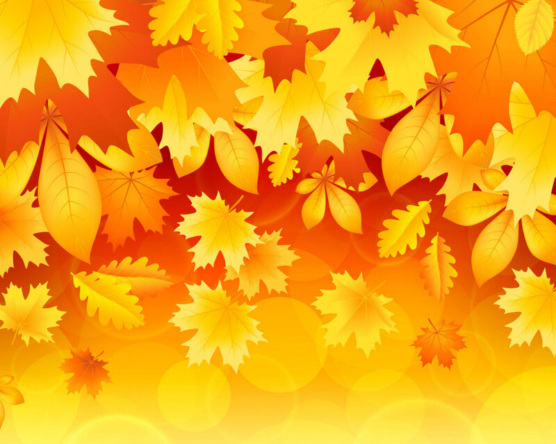 Fallen Autumn Leaves — Yellow, Warm, Vector Art, Bokeh