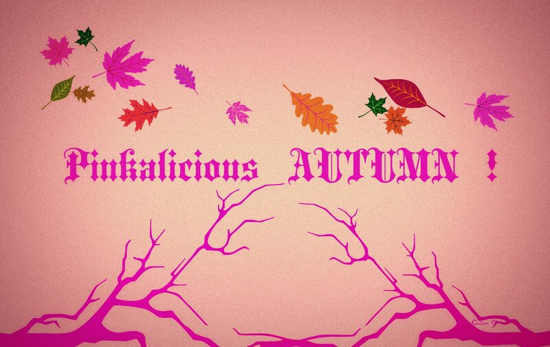 Fallen Leaves on Pink Background