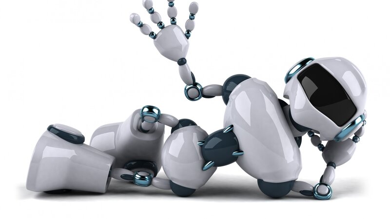 fallen robot waving