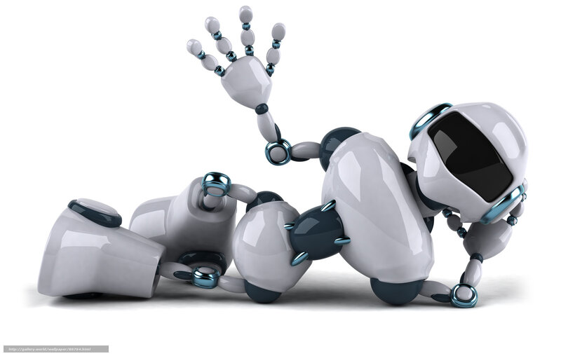 fallen robot waving