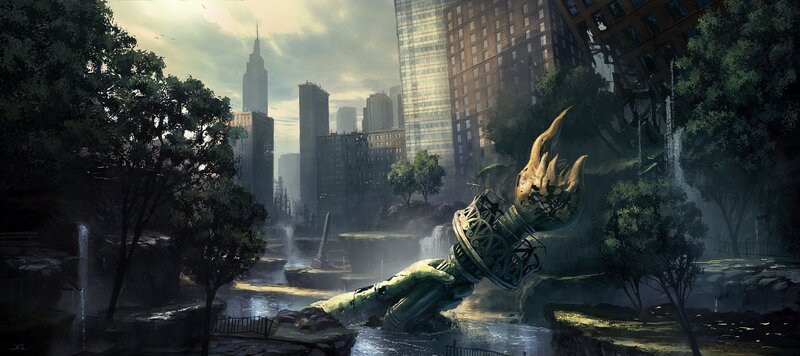 Fallen Statue in Park