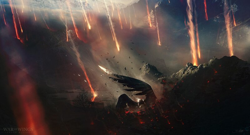 Fallen Winged Creature — Black