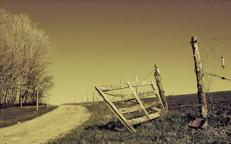 Fallen Wooden Gate — Sepia