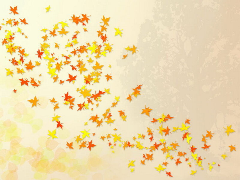 Falling Autumn Leaves — Orange, Calm, Digital Art, Background
