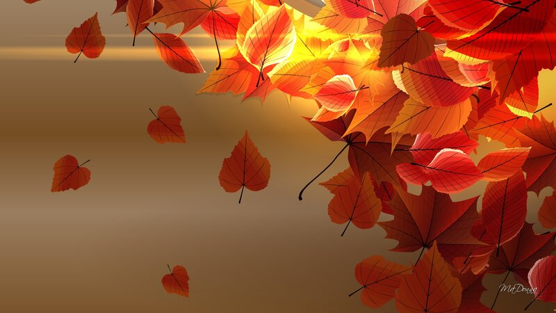 Falling Autumn Leaves — Red, Serene