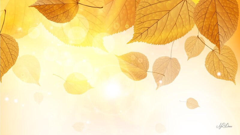 Falling Autumn Leaves — Yellow, Serene, Digital Art