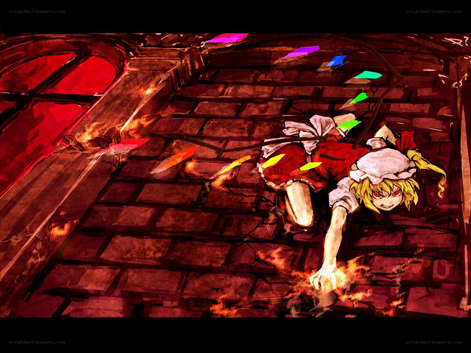 Falling character in a fiery scene