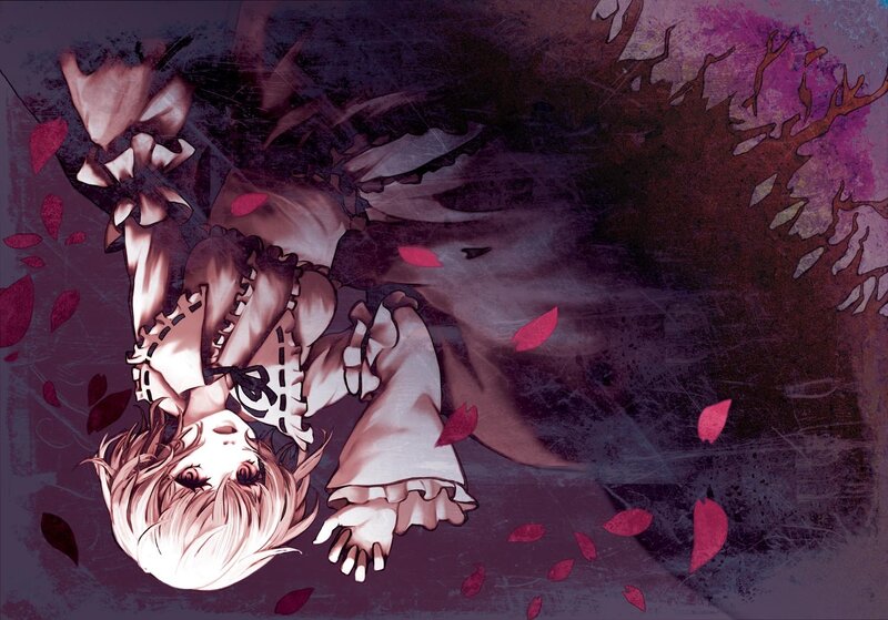 falling character with red petals