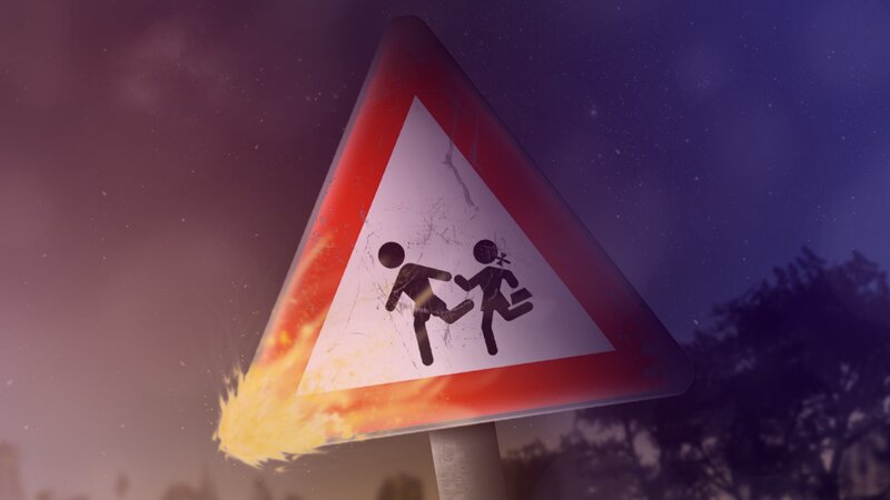 Falling children warning sign
