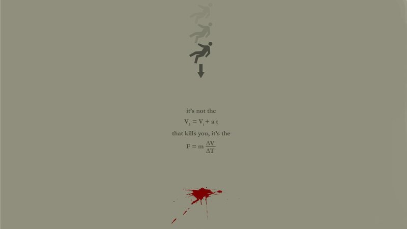 Falling Person with Blood Splatter — Gray