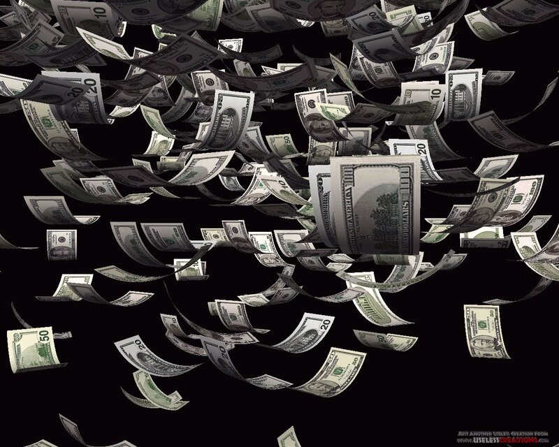 Falling US Dollar Bills — Green