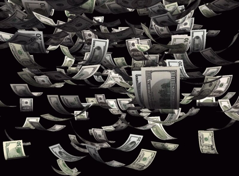 Falling US Dollar Bills