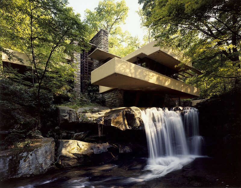 Fallingwater house by stream