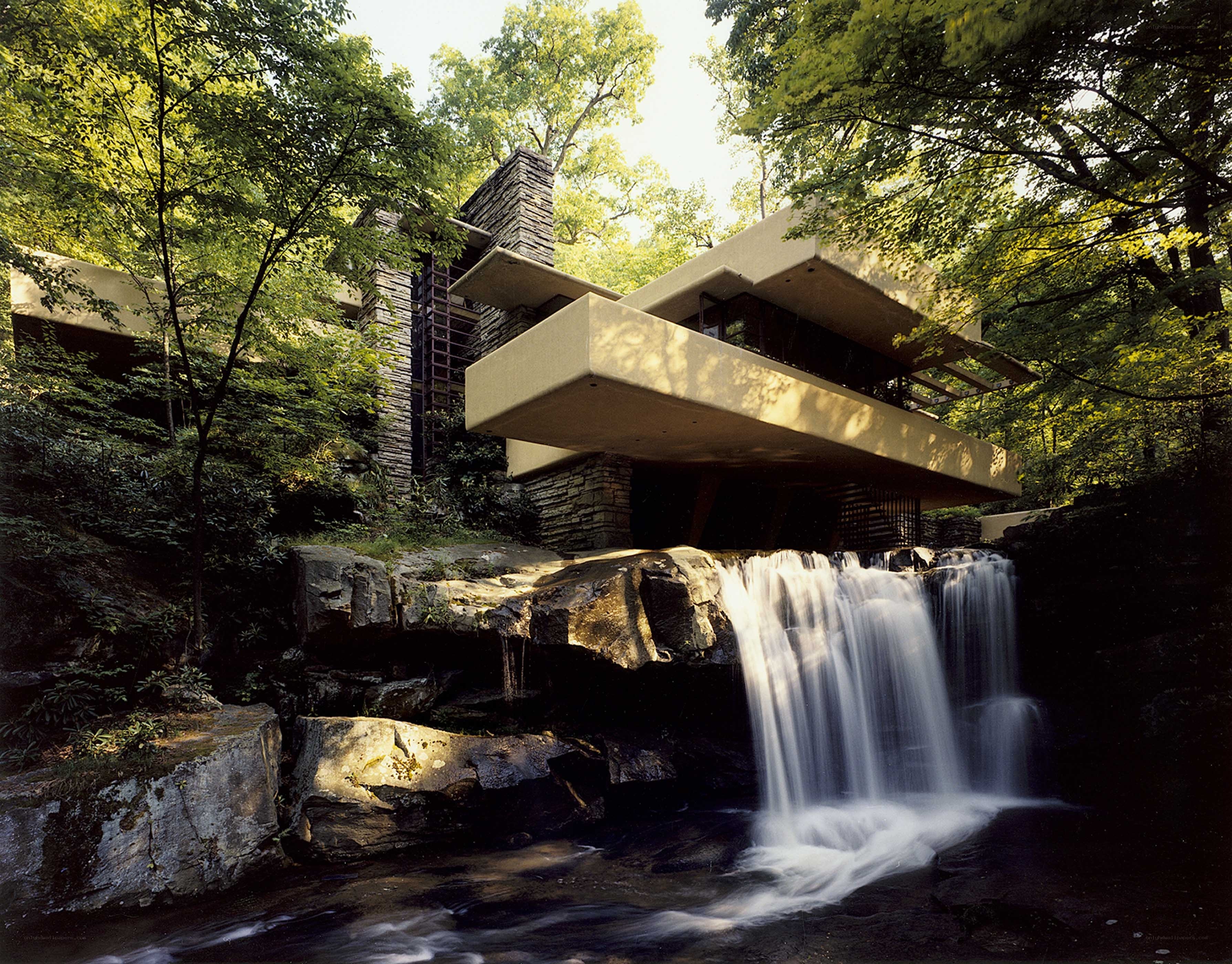 Fallingwater house by stream