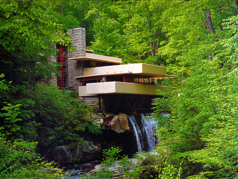 Fallingwater house in forest