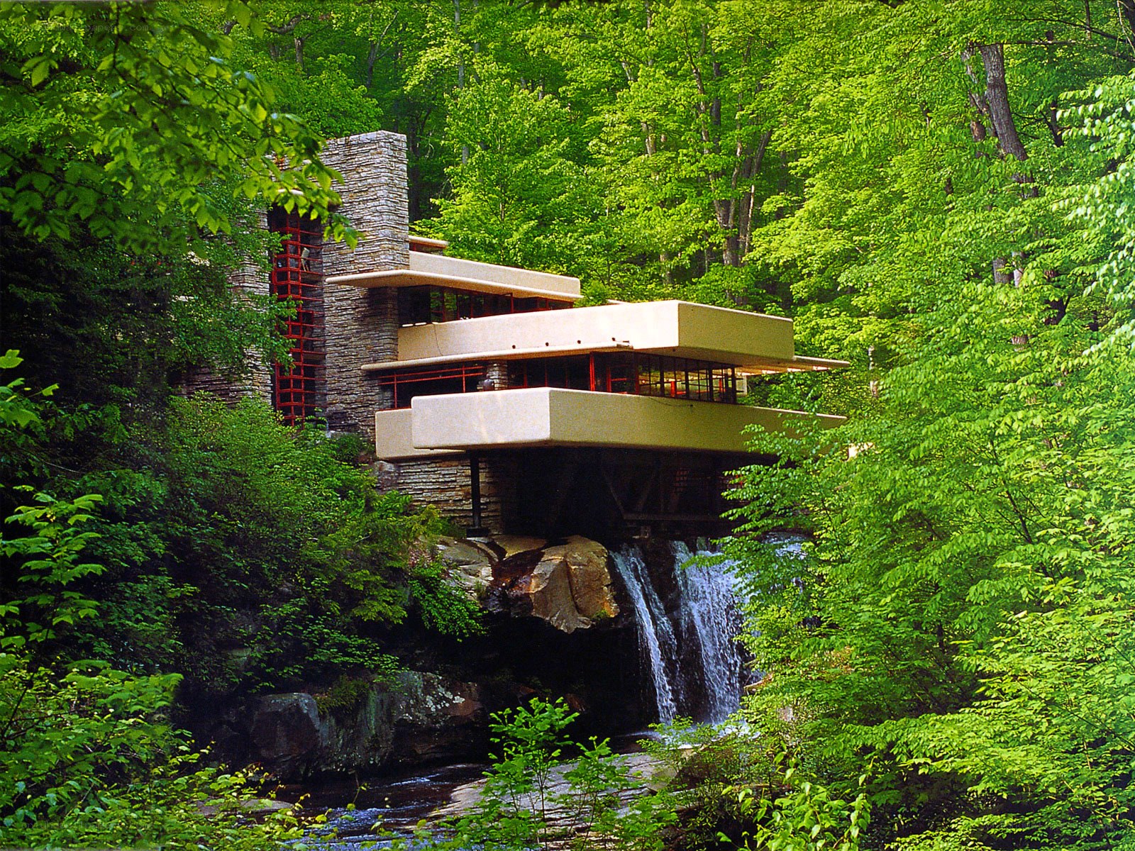 Fallingwater house in forest