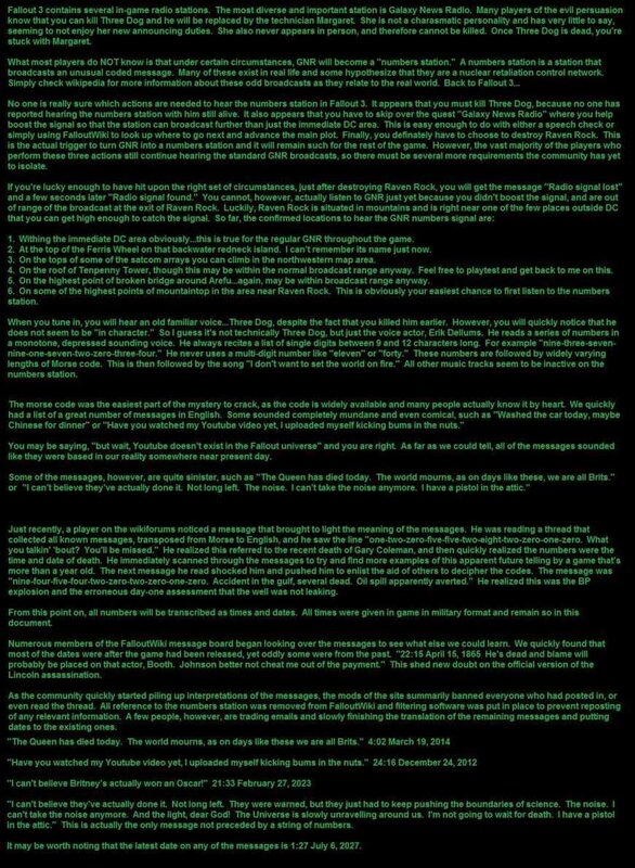 Fallout 3 numbers station analysis