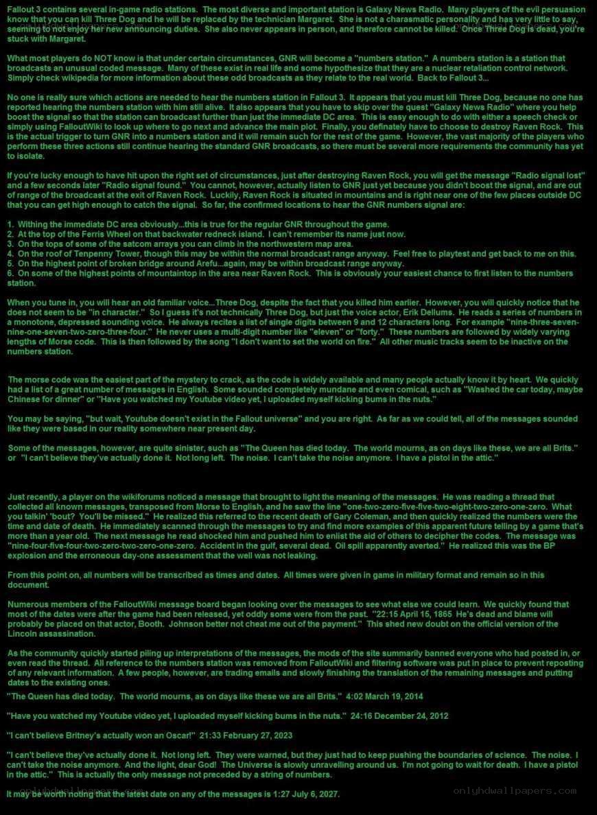 Fallout 3 numbers station analysis