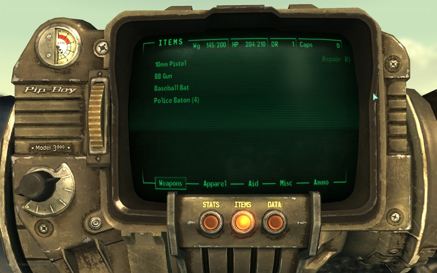 Fallout 3 Pip-Boy interface