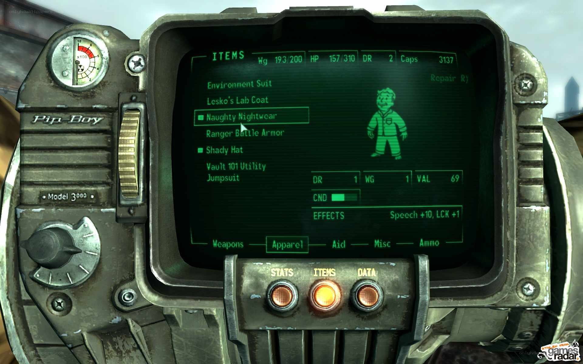 Fallout 3 Pip-Boy interface