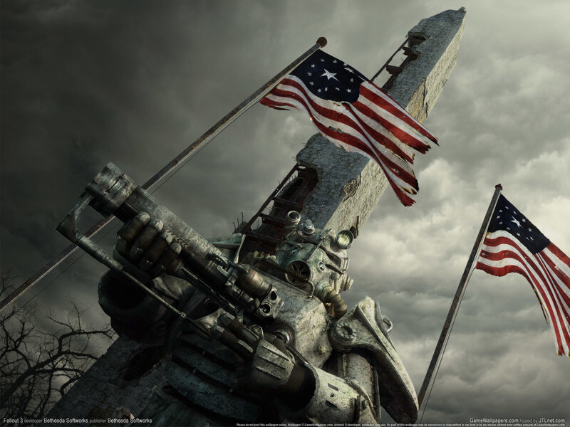 Fallout 3 robot with American flags