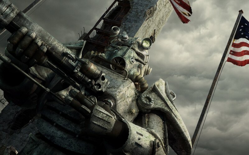 Fallout power armor with American flag