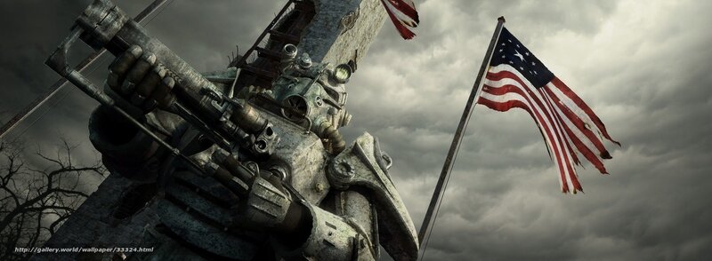 Fallout power armor with flag