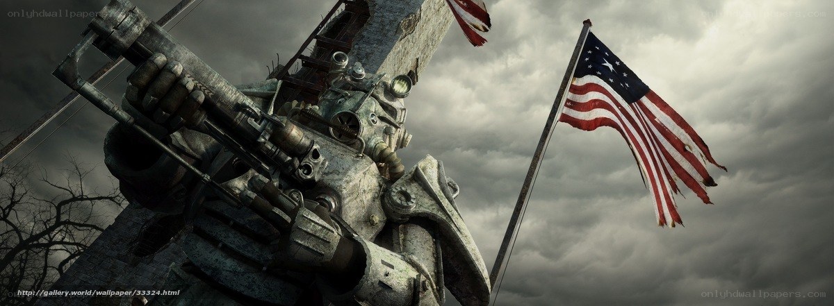 Fallout power armor with flag
