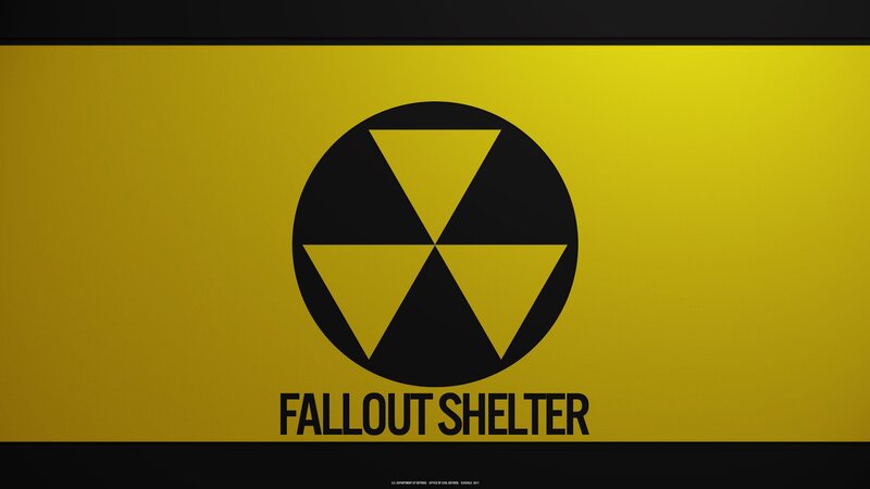 Fallout Shelter Sign — Yellow, Warning