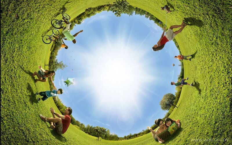 Families enjoying a sunny day in the park