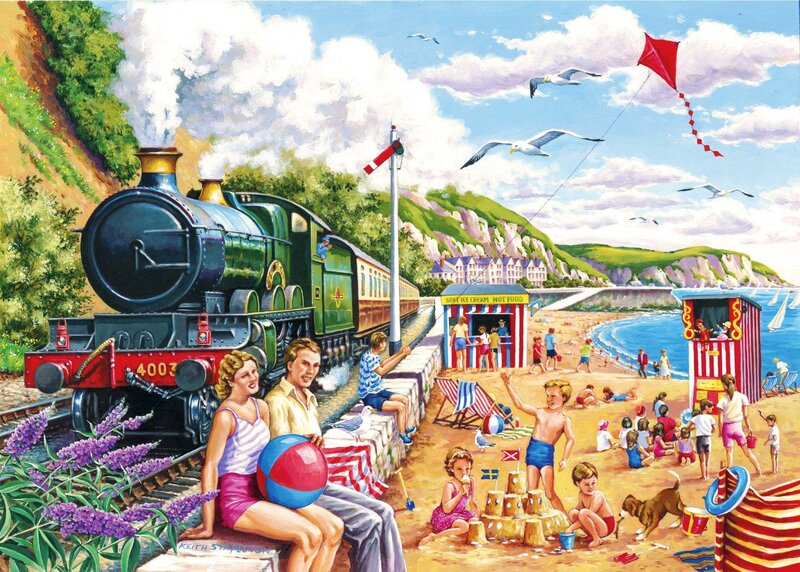Family at Beach with Train