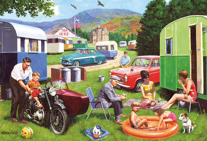 Family at Campsite — Green