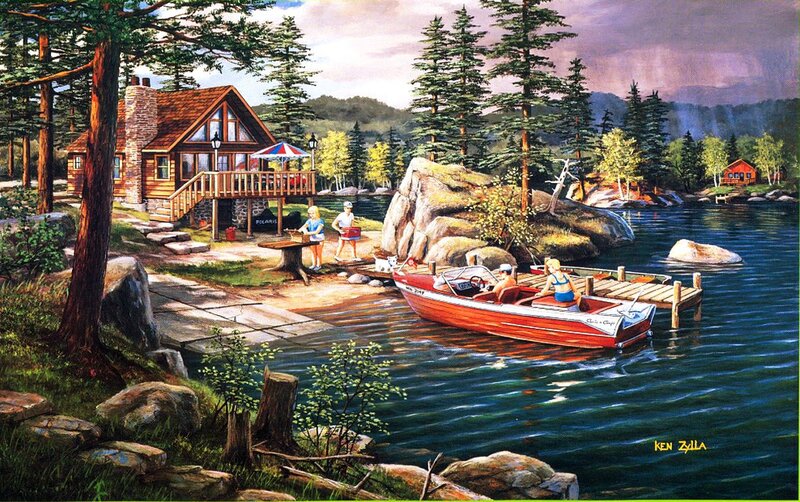 Family at Lake Cabin