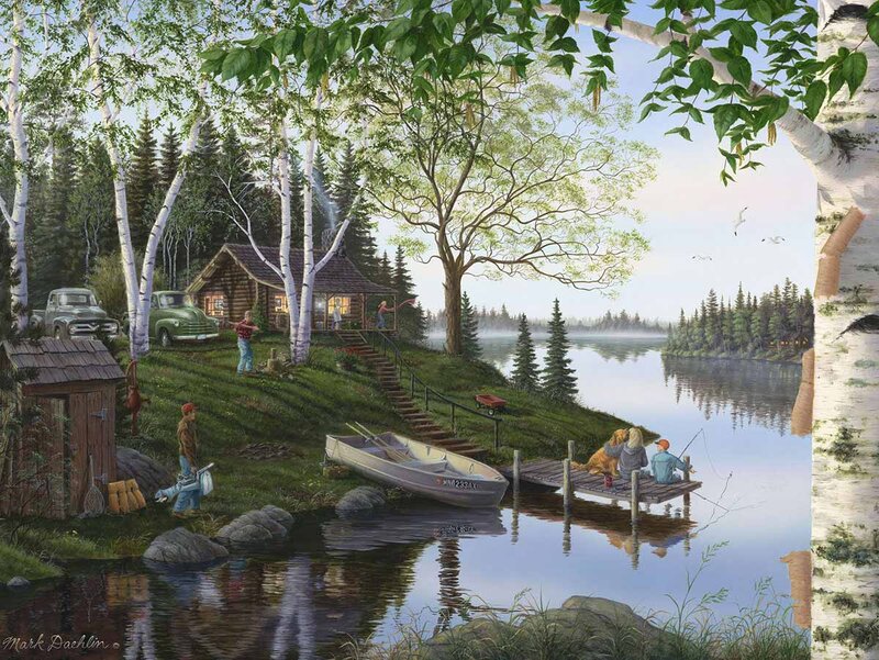 Family at Lakeside Cabin